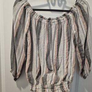 Striped Off-Shoulder Women's Top